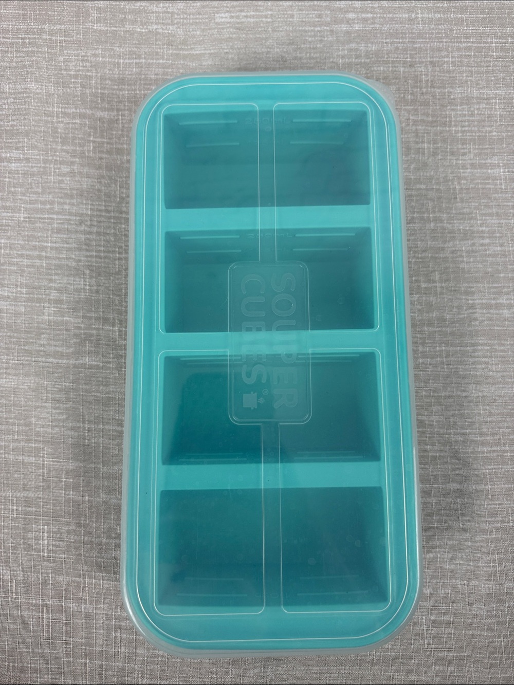 Turquoise Silicone Ice Cube Tray with Lid - Brand Unknown